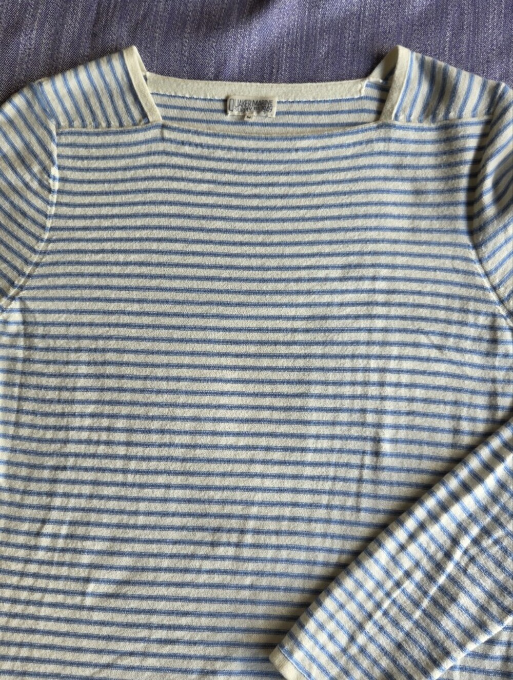Quaker Marine 100% Cotton Long Sleeve Top - Blue and White Striped